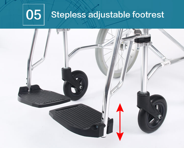stepless adjustable footrest
